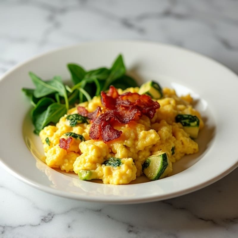 Cottage Cheese Scramble with Spinach and Turkey Bacon