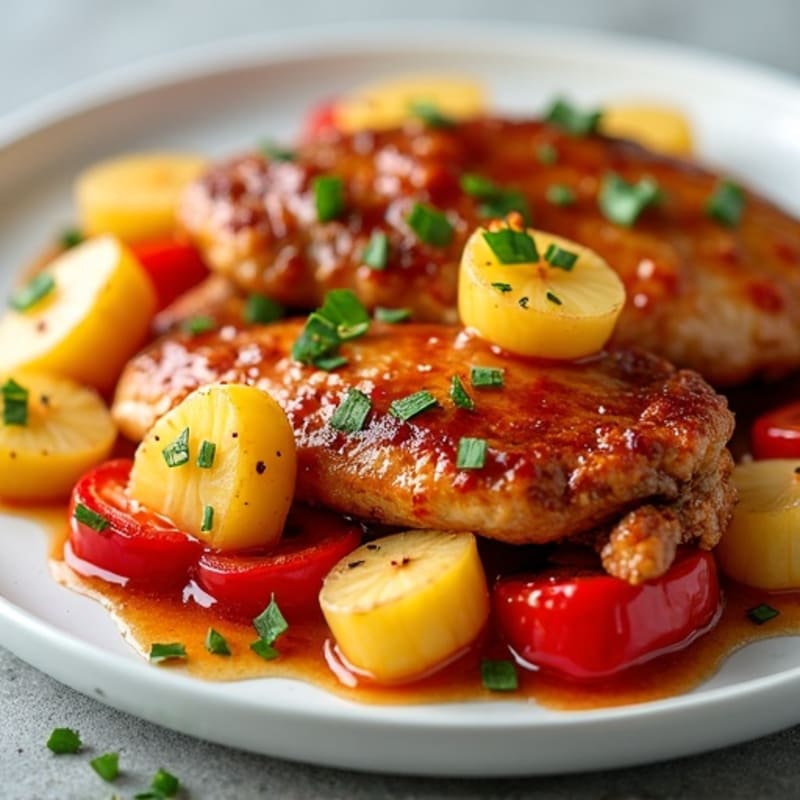 Baked Sweet and Sour Chicken with Roasted Pineapple and Bell Peppers