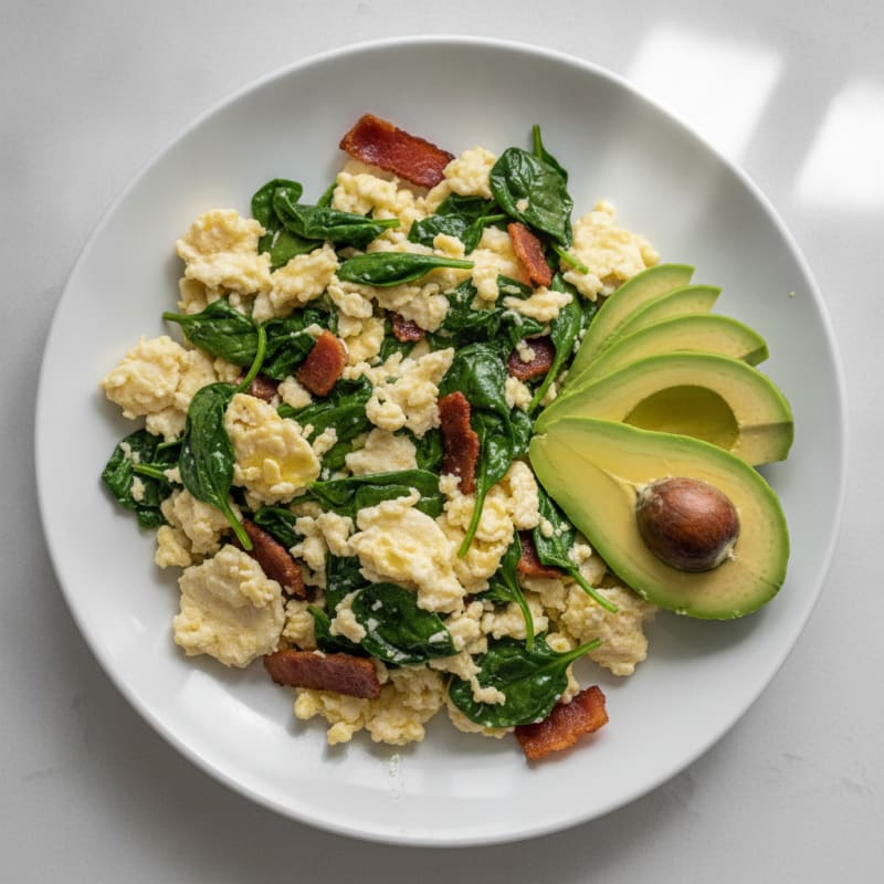 Egg White Scramble with Spinach and Turkey Bacon