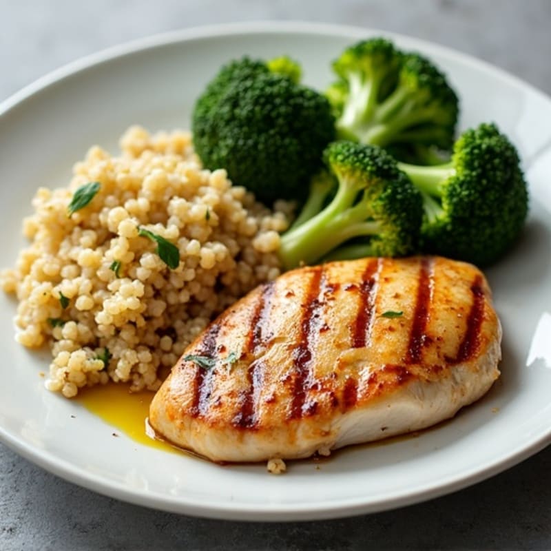 Grilled Chicken Breast with Roasted Broccoli and Quinoa