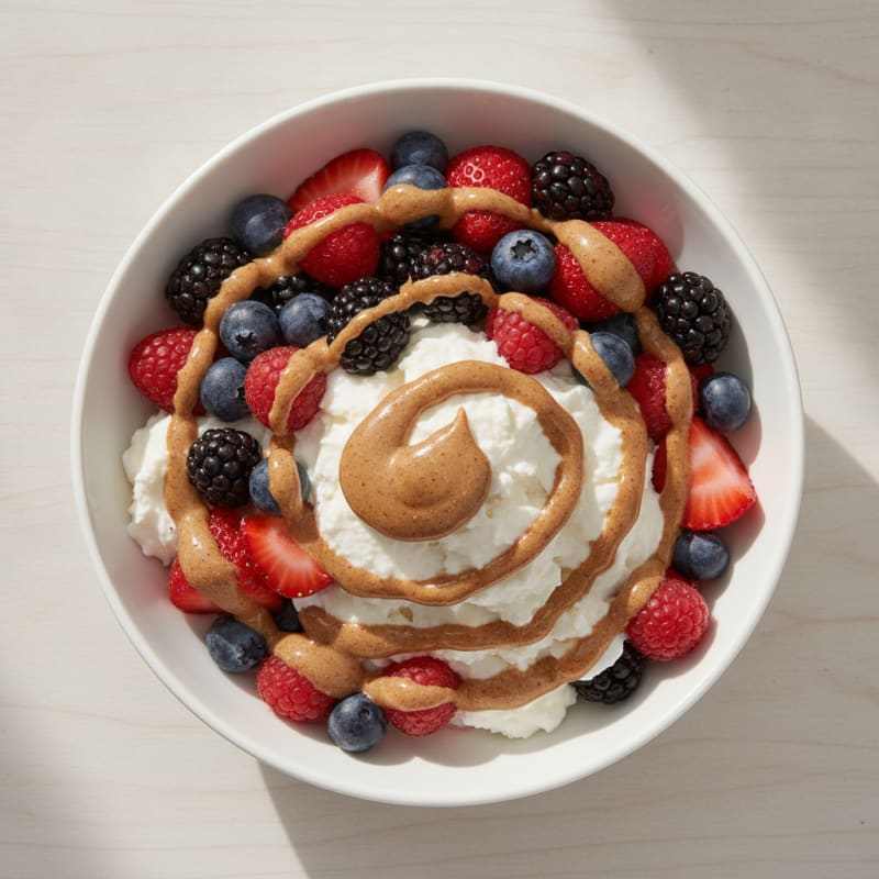 Greek Yogurt Protein Bowl with Mixed Berries and Almond Butter