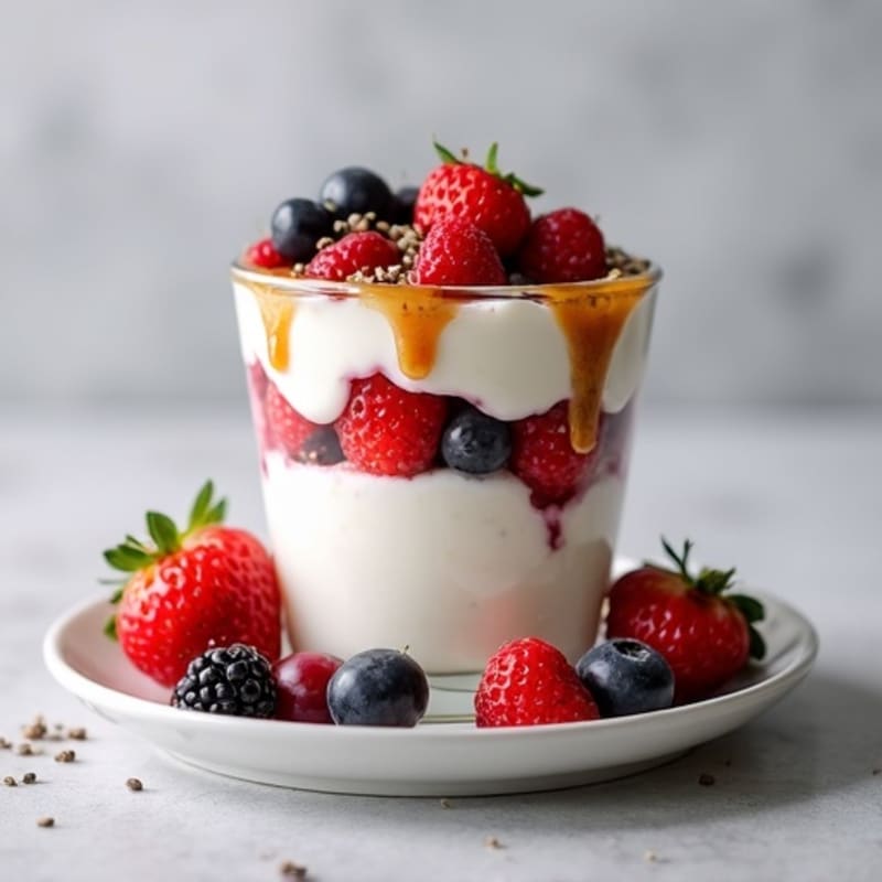 Greek Yogurt Parfait with Mixed Berries and Almond Butter