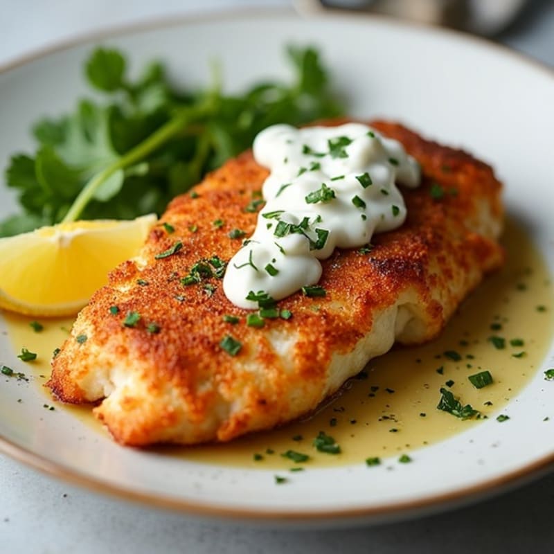 Crispy Blackened Catfish with Lemon-Herb Sauce