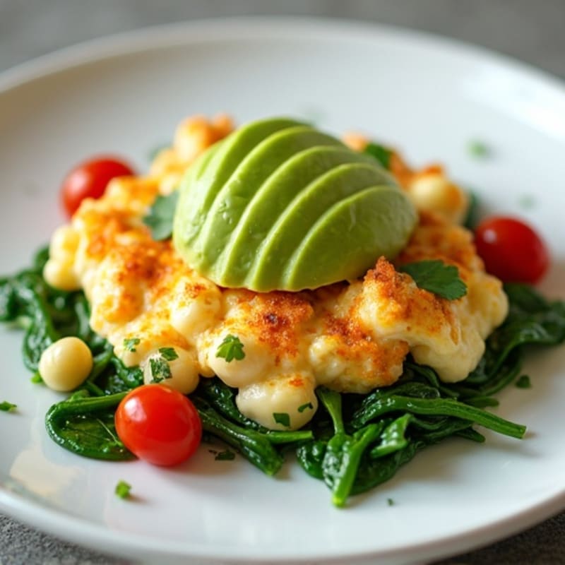 Cottage Cheese Egg White Scramble with Spinach and Cherry Tomatoes