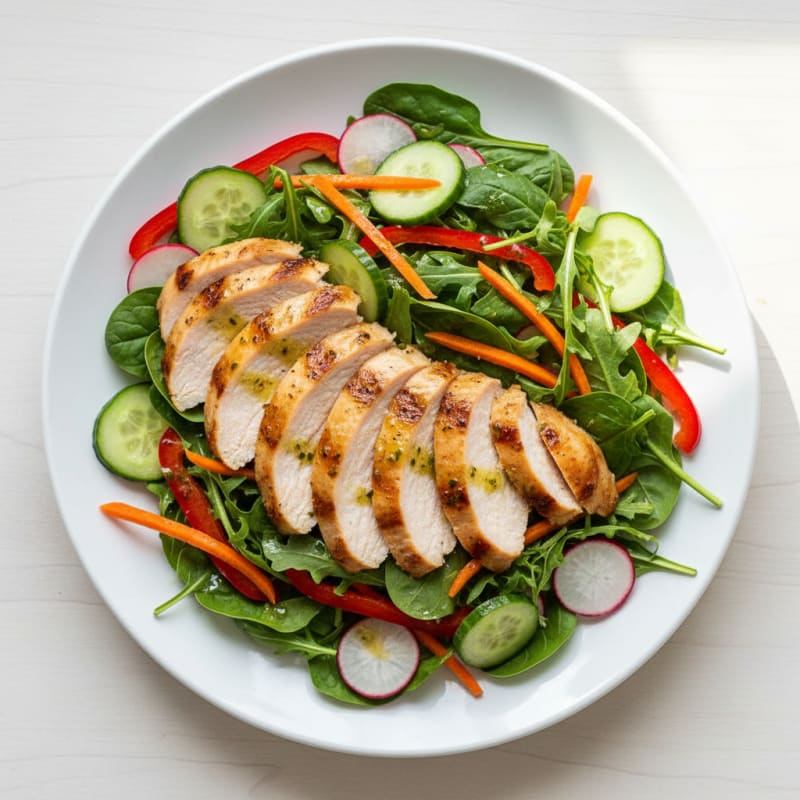 Grilled Turkey Breast Salad with Crunchy Veggies