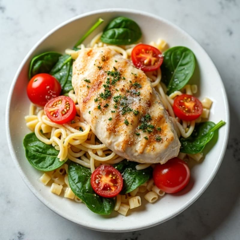 Creamy Herb-Roasted Chicken Pasta with Fresh Vegetables