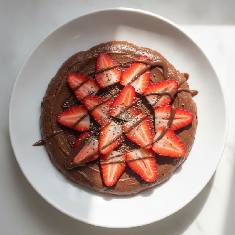 Silky Chocolate Protein Pudding with Sliced Strawberries