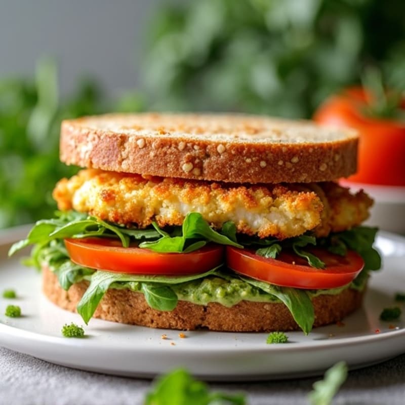 Crispy Chicken Pesto Sandwich on Whole Grain