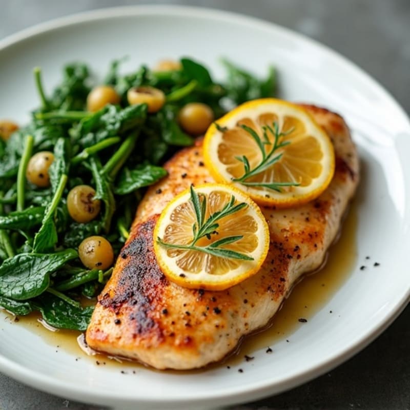 Lemon-Garlic Pan-Seared Chicken with Sautéed Greens