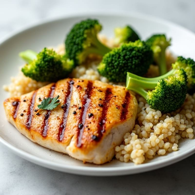 Grilled Chicken Breast with Roasted Broccoli and Quinoa