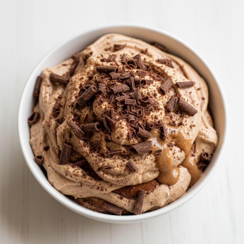 Greek Yogurt Protein Mousse with Dark Chocolate Shavings