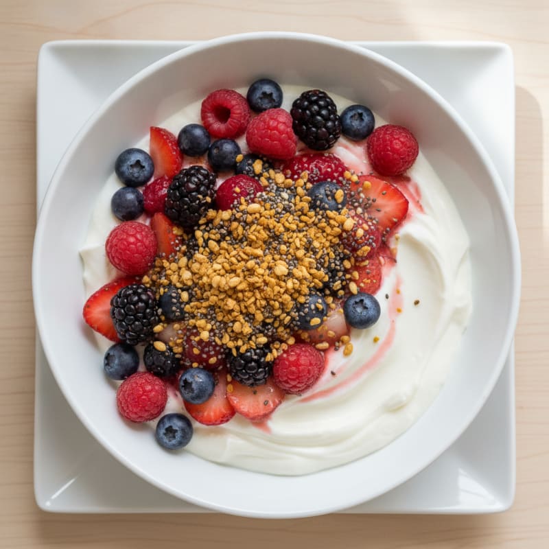 Silky Greek Yogurt Bowl with Mixed Berries and Protein Crunch