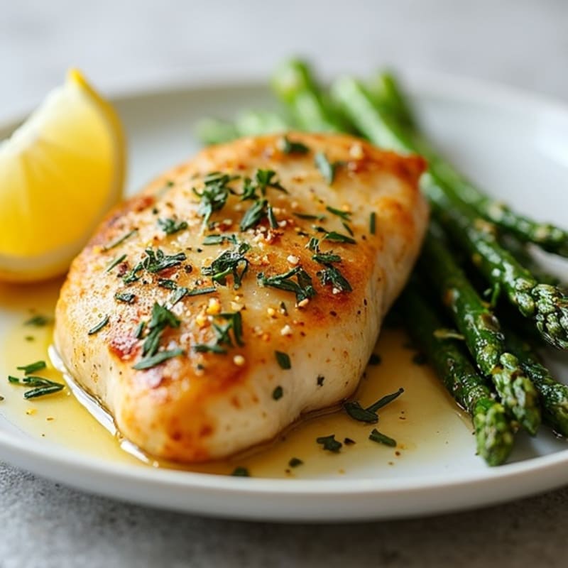 Lemon Herb Roasted Chicken Breast with Roasted Asparagus