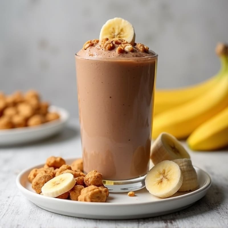 Chocolate Protein Smoothie with Peanut Butter and Banana