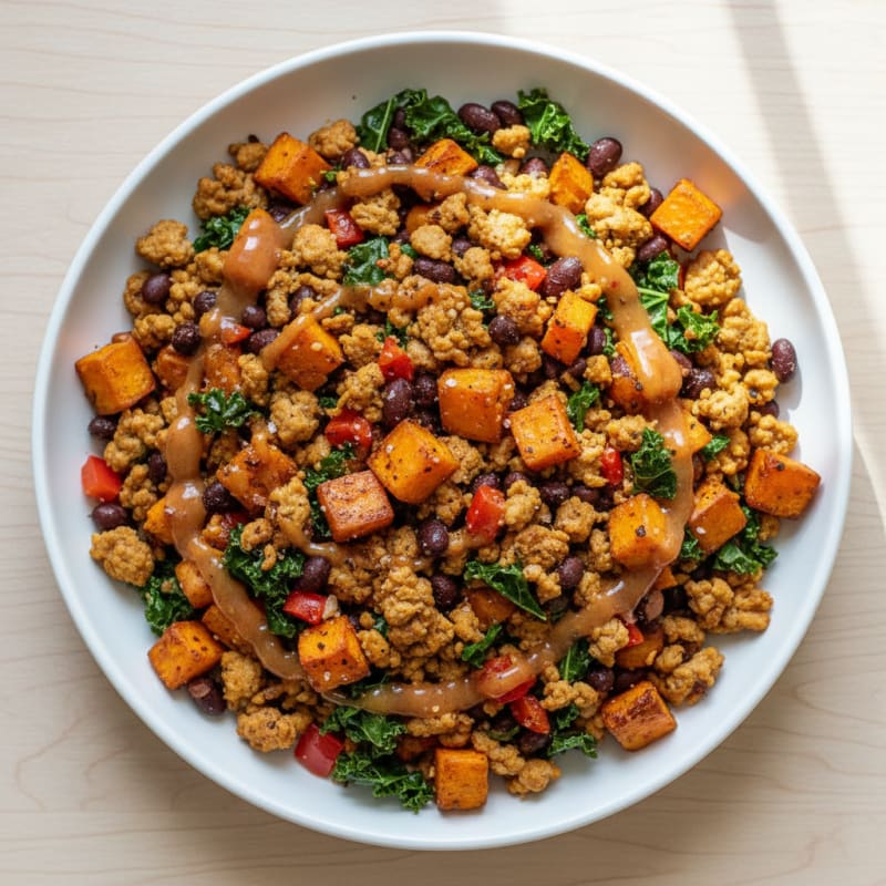 Caramelized Sweet Potato and Black Bean Hash