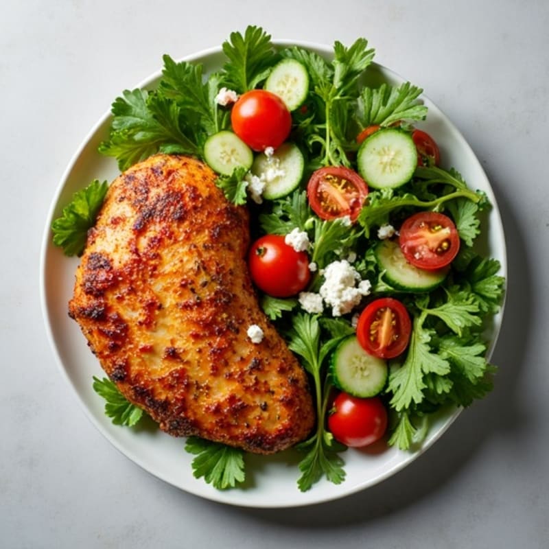 Crispy Spiced Roasted Chicken with Fresh Herb Salad