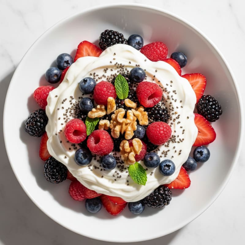 Greek Yogurt Protein Parfait with Mixed Berries