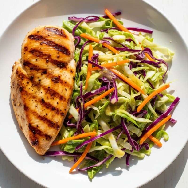 Grilled Chicken Breast with Crunchy Veggie Slaw