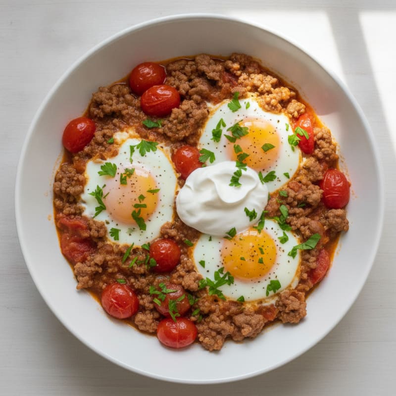 Ground Beef and Tomato Egg Skillet