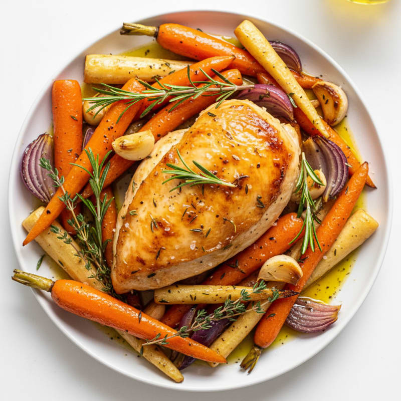Garlic Herb Roasted Chicken with Root Vegetables