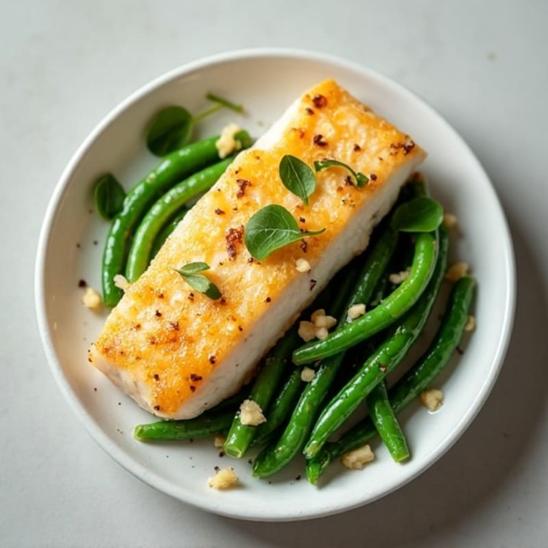 Seared Cod with Lemon Garlic Green Beans