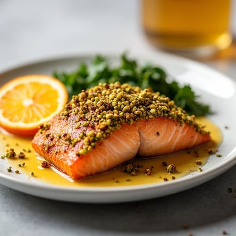 Crispy Pistachio-Crusted Salmon with Citrus-Ginger Glaze