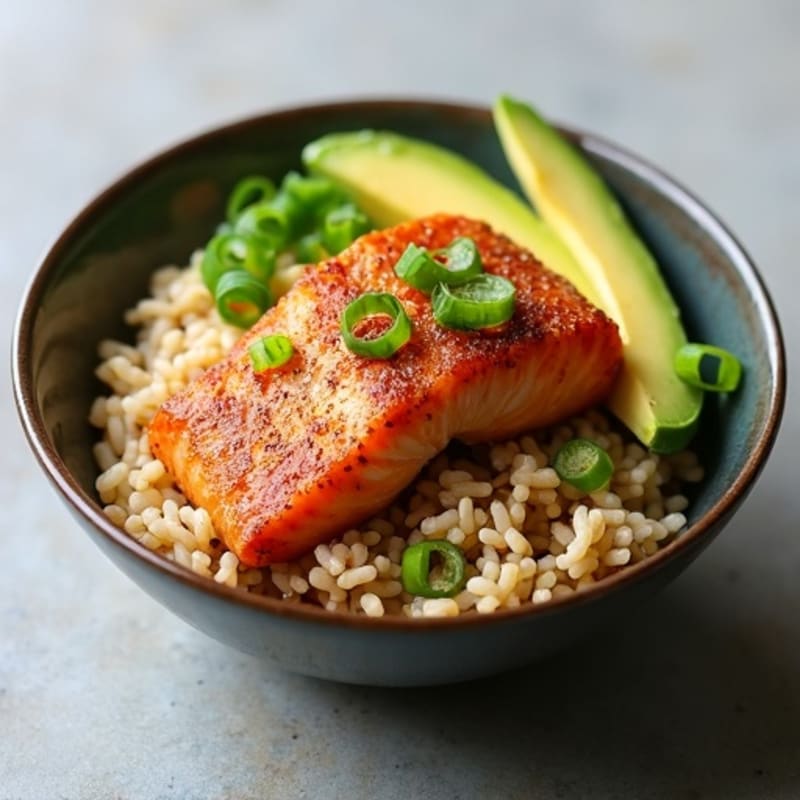 Crispy Salmon and Avocado Rice Bowl