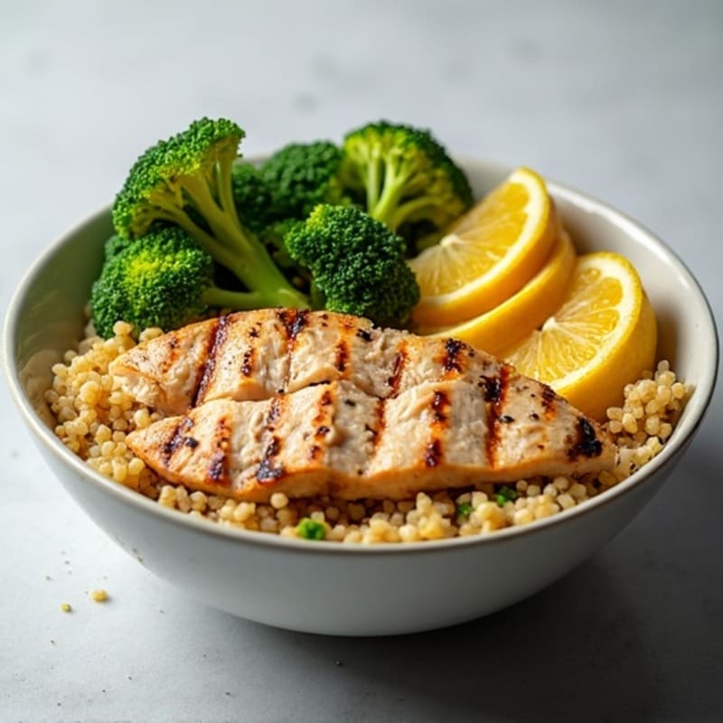Grilled Chicken and Quinoa Power Bowl with Steamed Broccoli