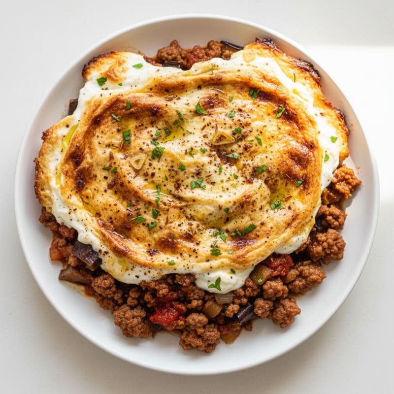 Creamy Spiced Lamb and Eggplant Bake