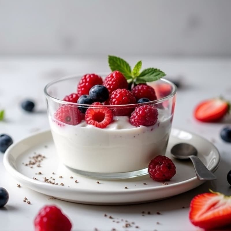 Silky Greek Yogurt Protein Pudding with Mixed Berries