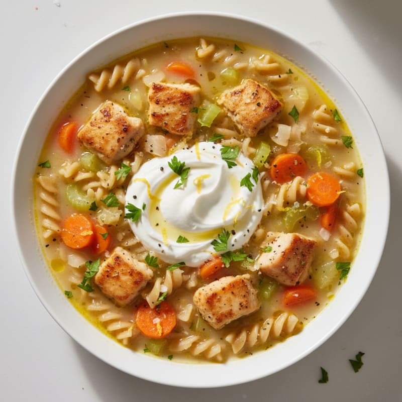 Creamy Lemon Chicken Noodle Soup