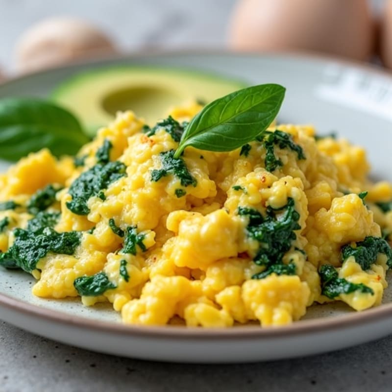 Creamy Scrambled Eggs with Spinach and Avocado
