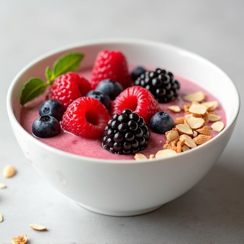 Greek Yogurt Protein Bowl with Mixed Berries and Almonds