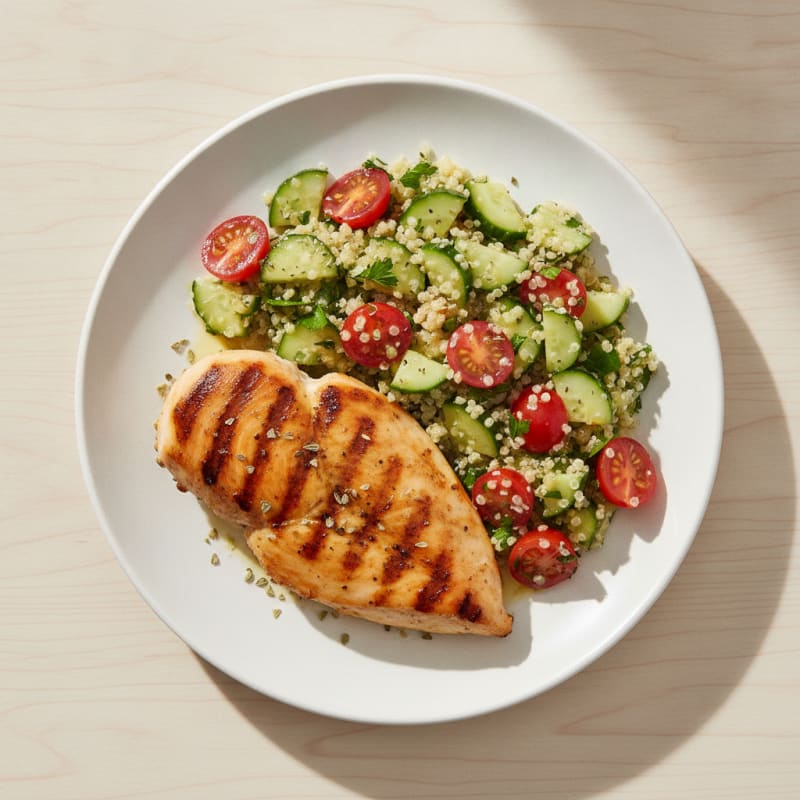 Grilled Chicken Breast with Cucumber Salad