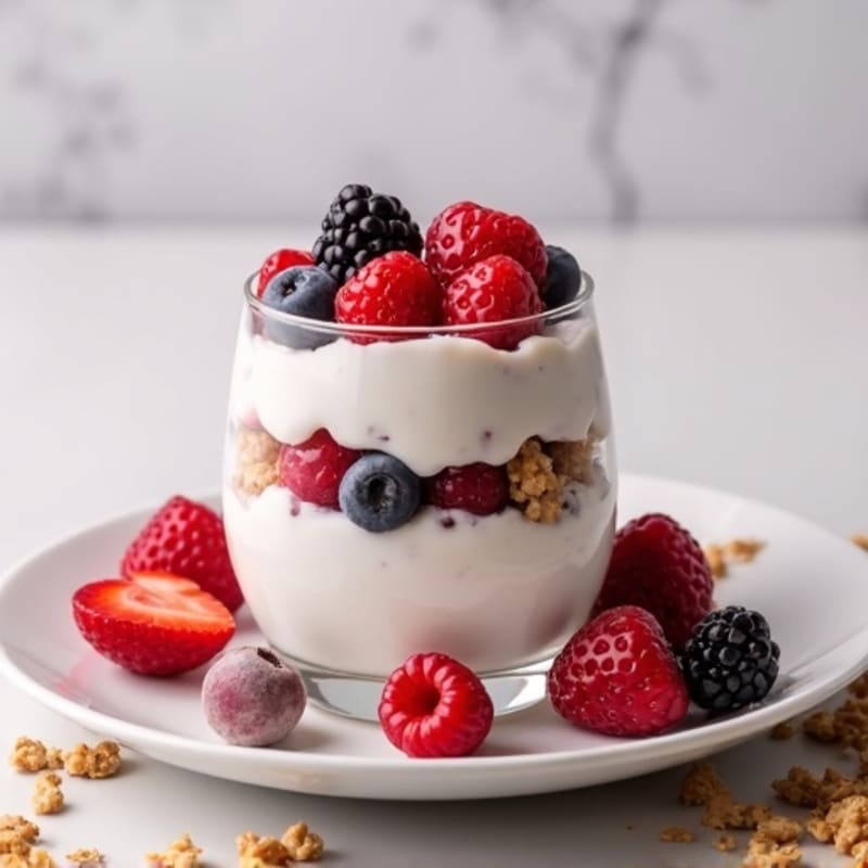 Greek Yogurt Protein Parfait with Mixed Berries