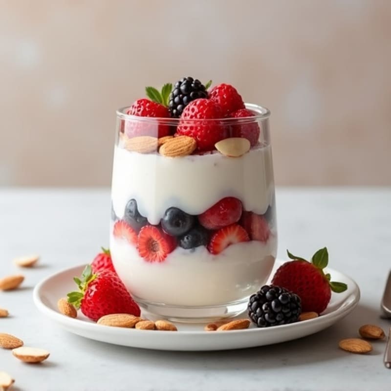Greek Yogurt Protein Parfait with Berries and Almonds