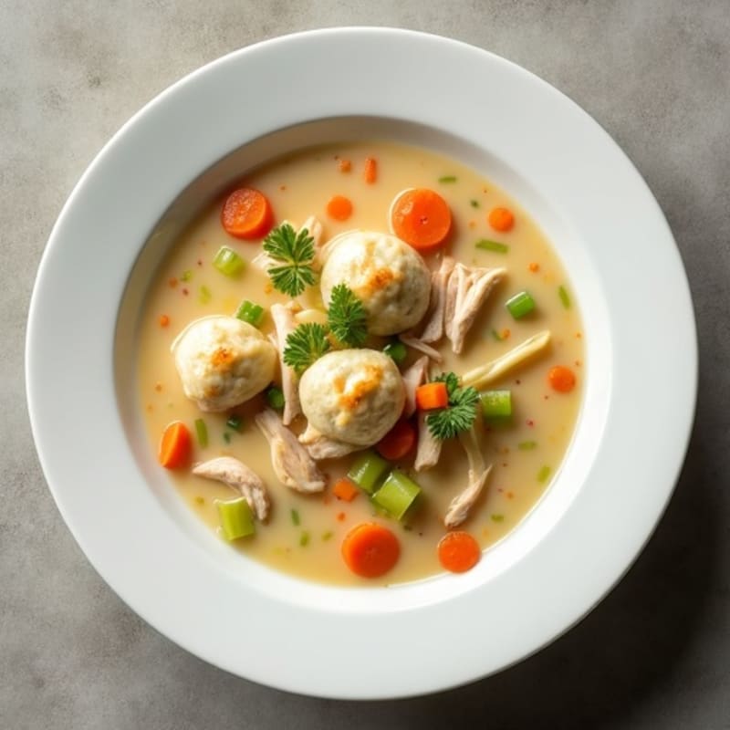 Creamy Chicken and Vegetable Dumpling Soup