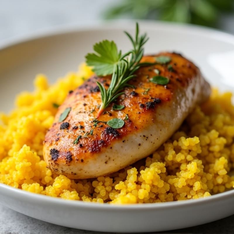 Herb-Roasted Chicken with Turmeric Cauliflower Rice