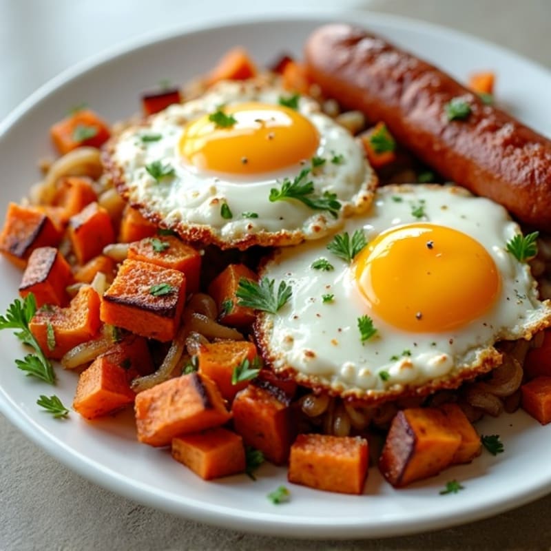 Crispy Roasted Sweet Potato Hash with Caramelized Onions