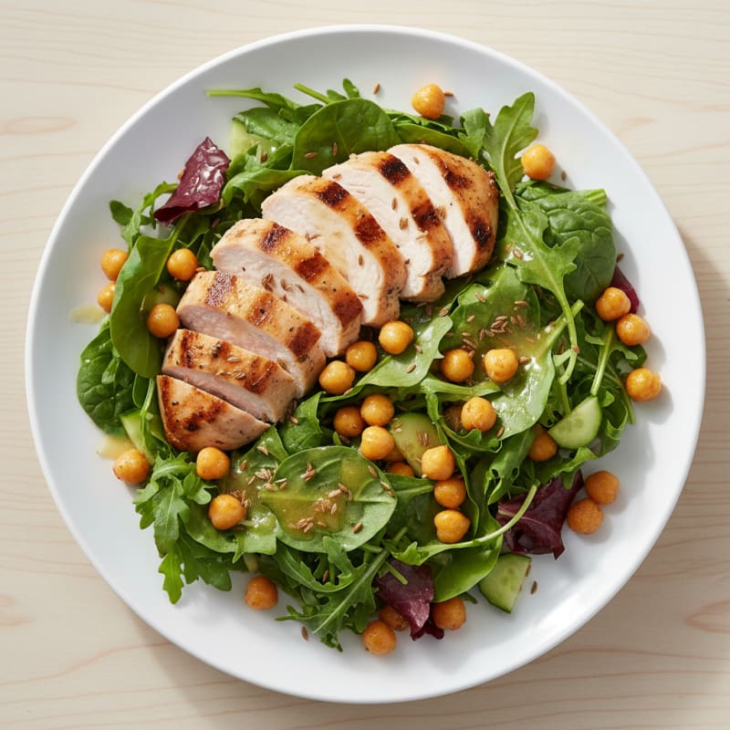 Grilled Turkey Breast with Mixed Greens and Chickpeas
