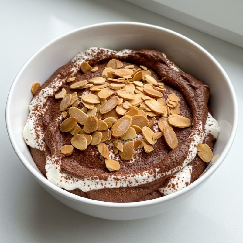 High-Protein Chocolate Yogurt Mousse with Almonds