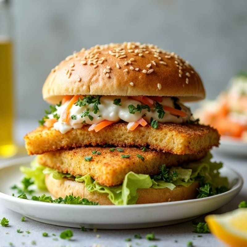 Crispy Herb-Crusted Fish Sandwich with Citrus Slaw