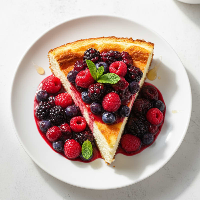 Greek Yogurt Protein Cheesecake with Mixed Berries