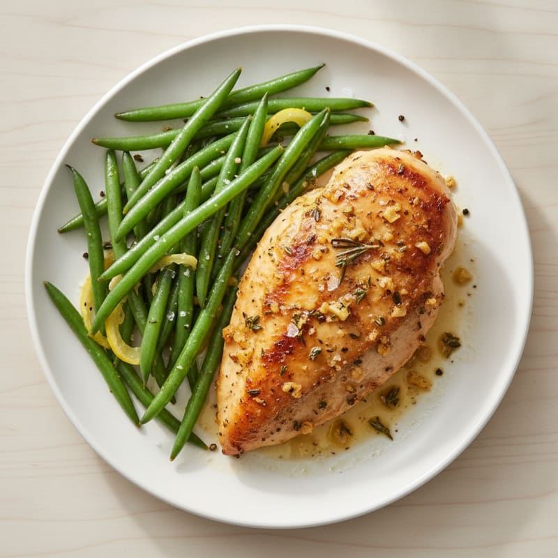 Garlic-Herb Roasted Chicken and Green Beans