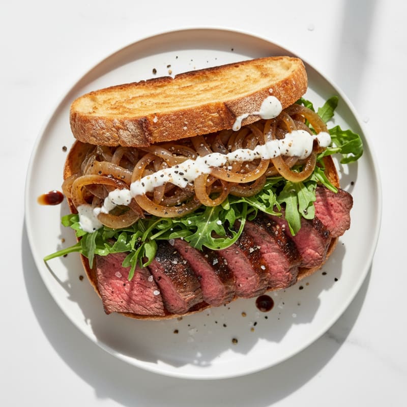 Tender Steak and Caramelized Onion Sandwich