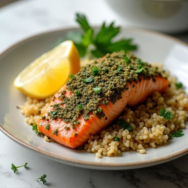 Herb-Crusted Baked Salmon with Quinoa