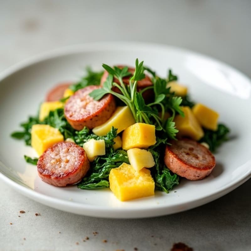 Egg White and Turkey Sausage Scramble with Spinach