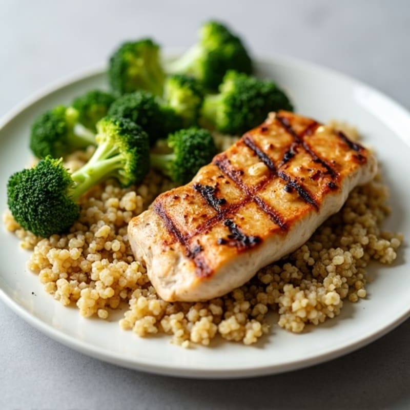 Grilled Chicken Breast with Quinoa and Steamed Broccoli