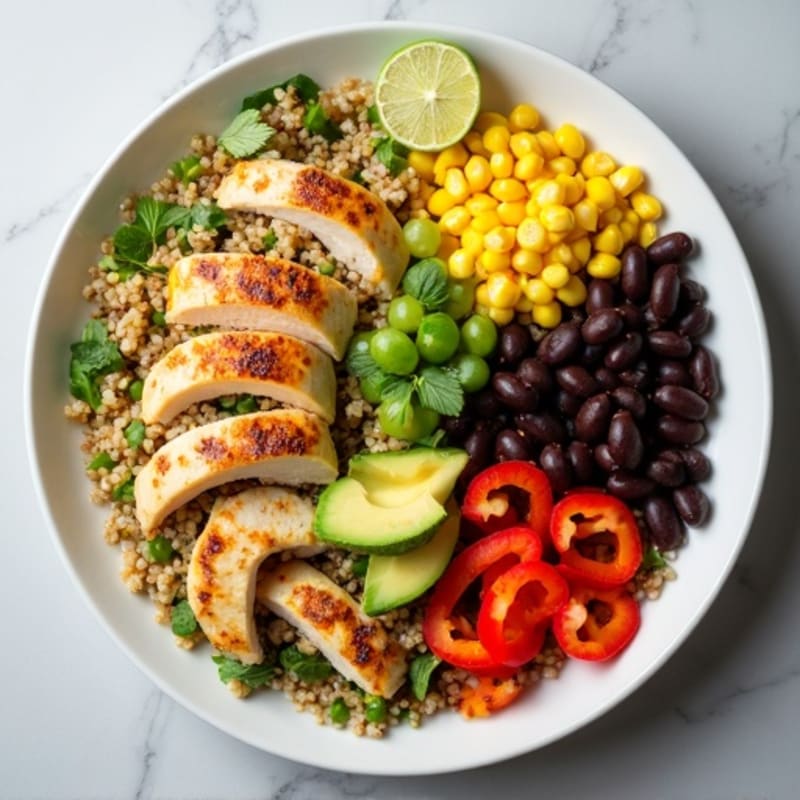 Fresh Quinoa and Black Bean Salad with Grilled Chicken