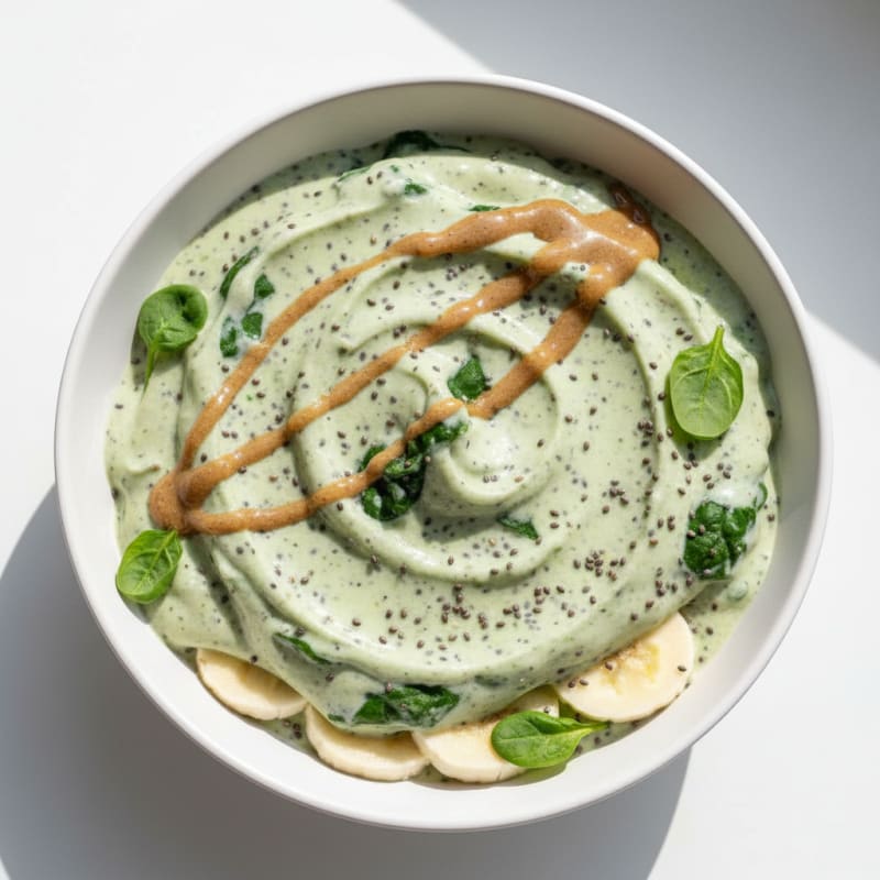 Creamy Vanilla Protein Shake with Spinach and Chia